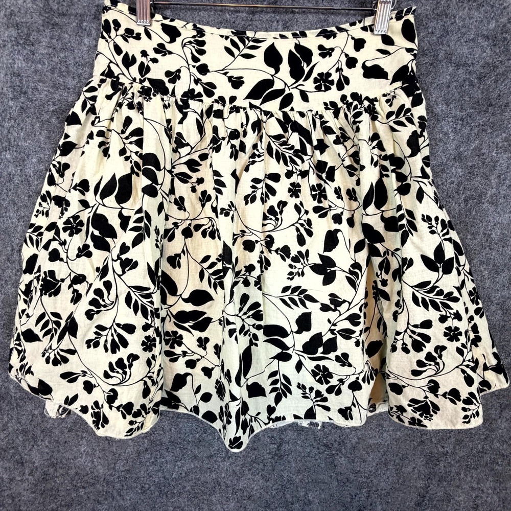 Vintage Studio Y Mini Skirt Womens S Beige Black Floral Pleated‎ Office Chic 90s